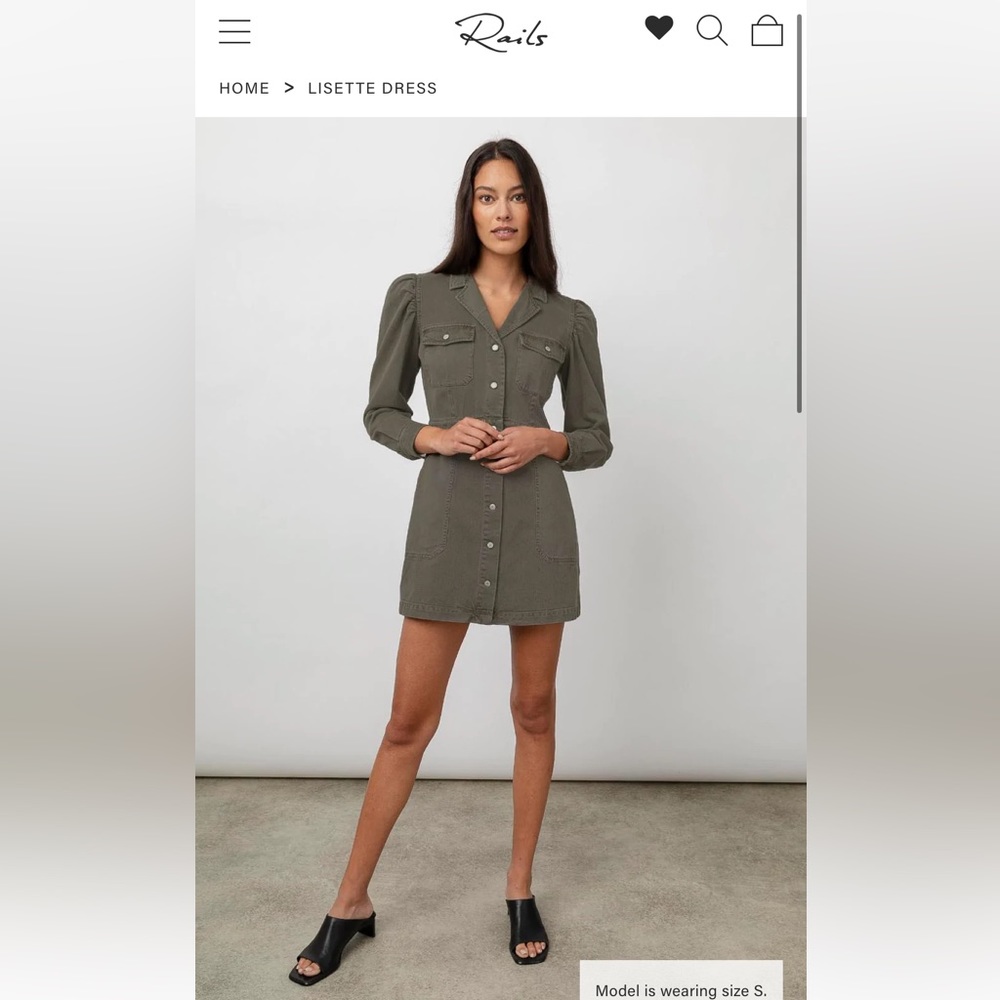 Rails denim army green colored dress. Flattering. Worn twice. Perfect condition.